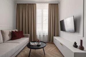 Część dzienna w Apartamencie z 1 sypialnią B425 Carmine Red