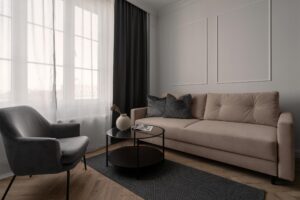 Część dzienna w Apartamencie z 1 sypialnią B419 Classic Cream
