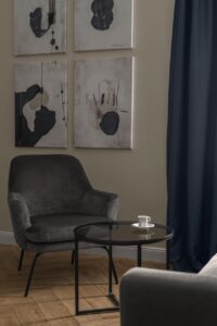 Część dzienna w Apartamencie B512 Gentleman Blue