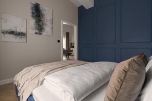 Zamykana sypialnia w Apartamencie B513 Gentleman Blue
