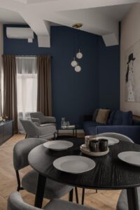 Część dzienna w Apartamencie B513 Gentleman Blue