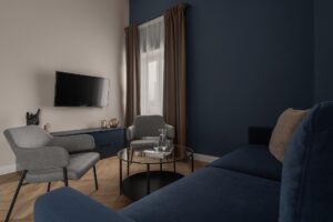 Część dzienna w Apartamencie B513 Gentleman Blue