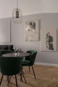 Część jadalniana w Apartamencie z 1 sypialnią B508 Minty Green