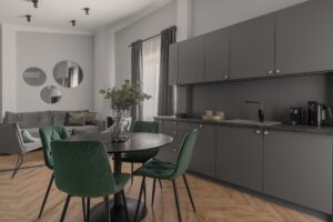 Część jadalniana w Apartamencie z 2 sypialniami A502 Minty Green