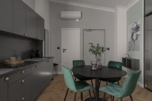 Część jadalniana w Apartamencie z 2 sypialniami A502 Minty Green